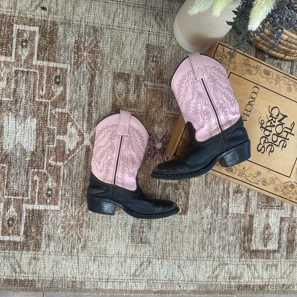 Smoky Mountain Girls Western Cowgirl Boots Size 12.5 Monterey Leather Pink Brown